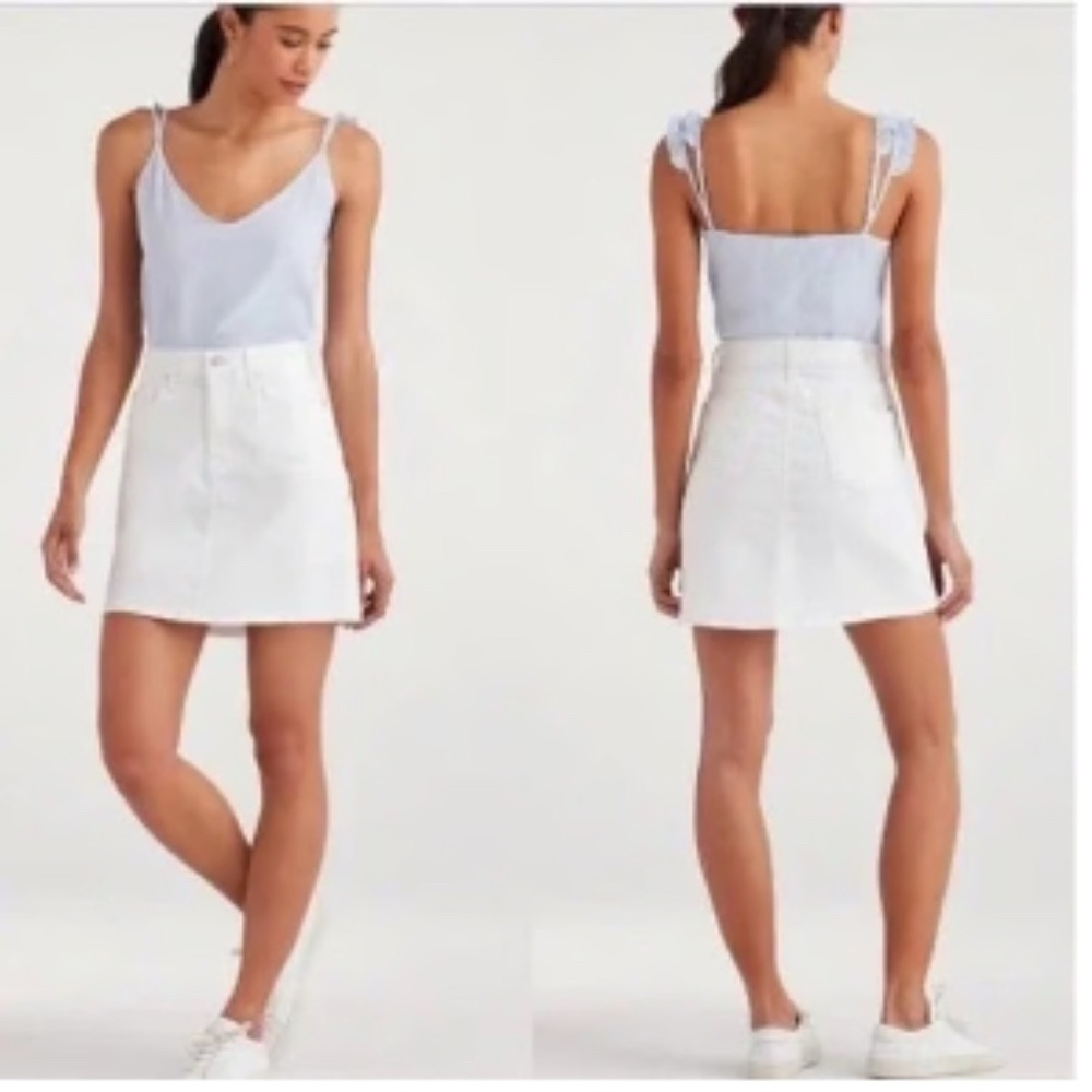 7 For All Mankind White A-Line Mini Skirt